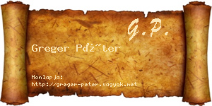 Greger Péter névjegykártya